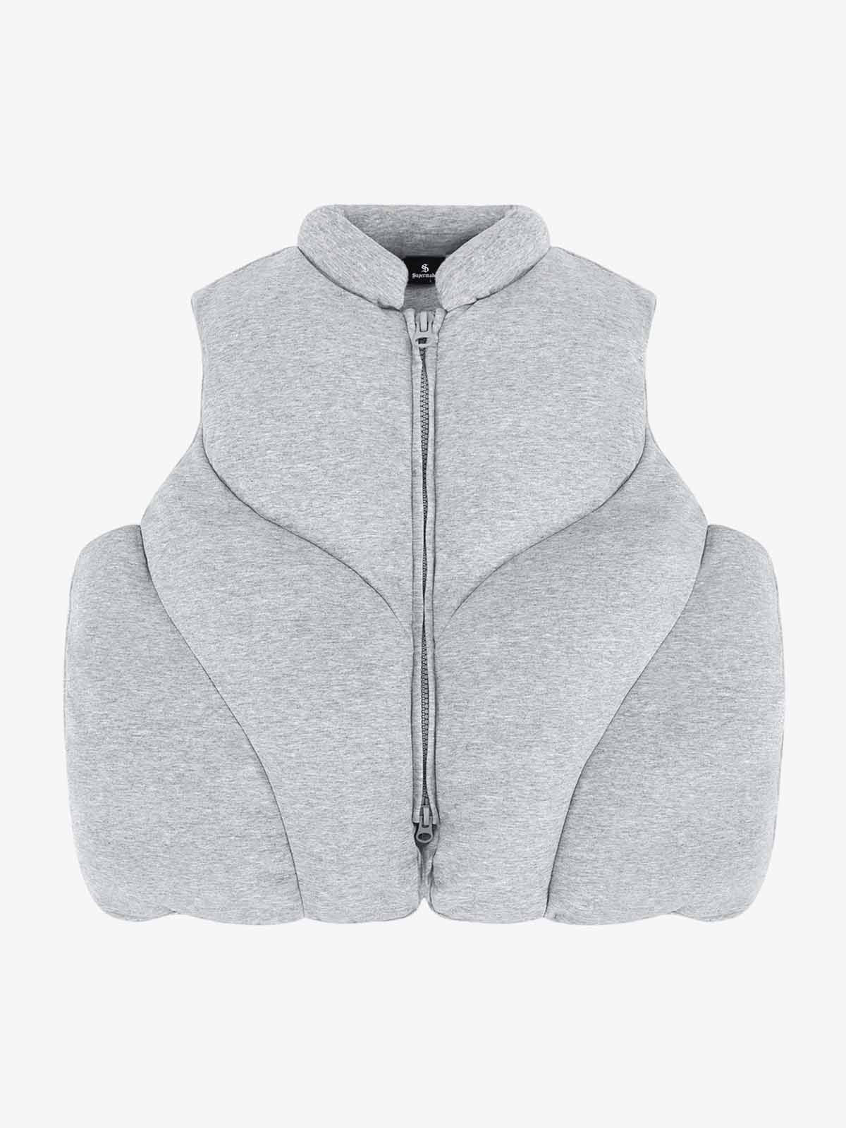 3D Bubble Curve Padded Zip Vest