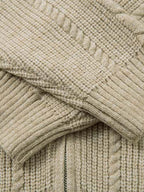 Knitted Vintage Floral Wheat Ear Pattern Double Zip Sweater