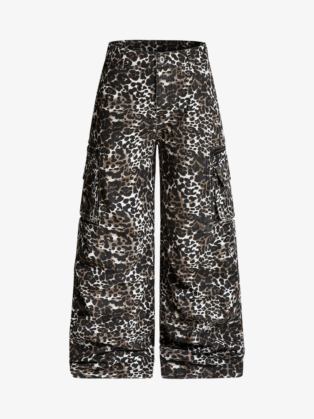 Leopard Print Cargo Wide Leg Pants