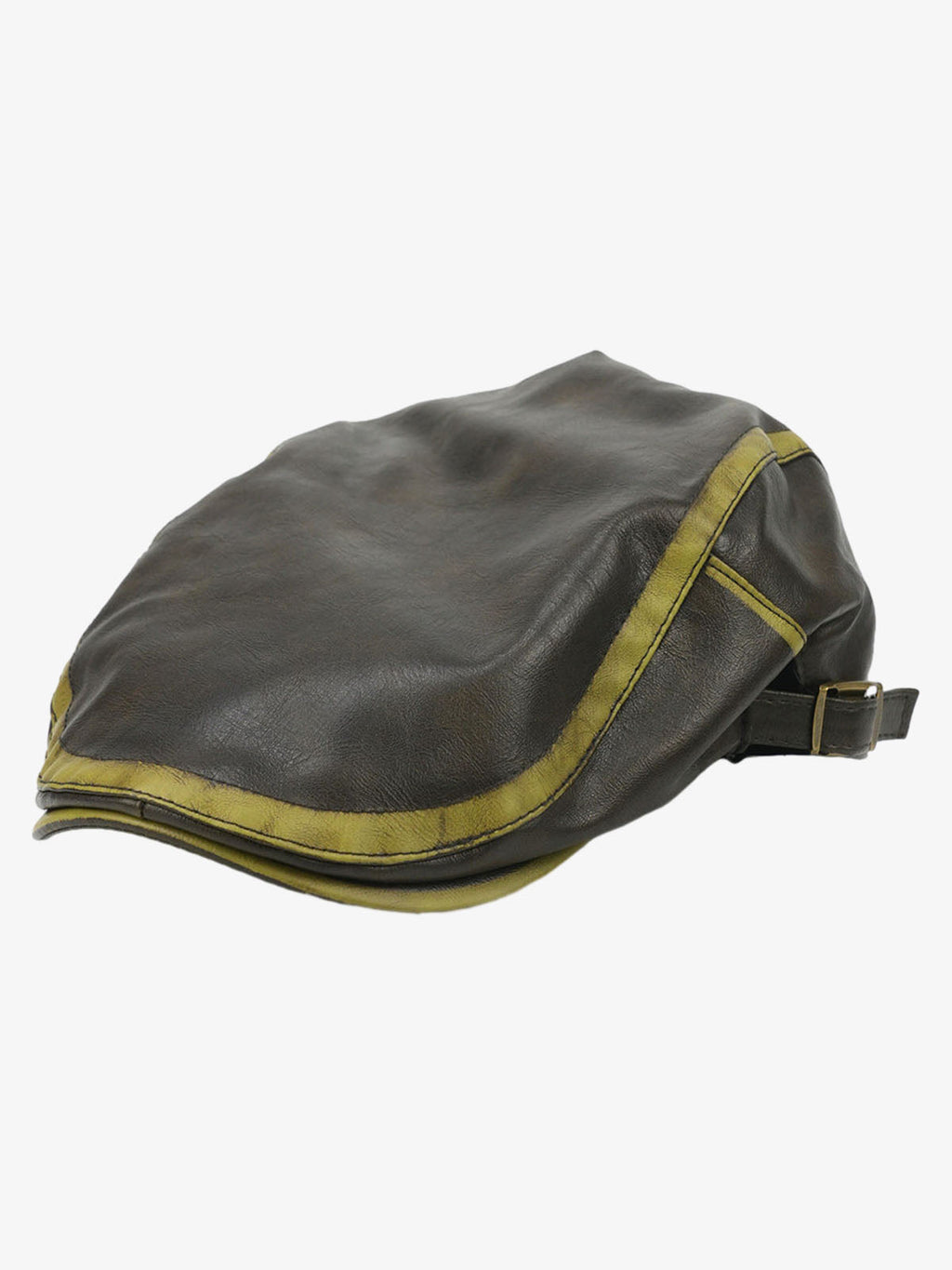 Contrast Stitch Faux Leather Flat Cap