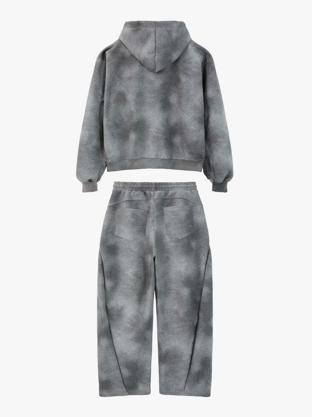 Vintage Washed Tie-Dye Zip Up Hoodie & Barrel Sweatpants Tracksuit