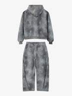 Vintage Washed Tie-Dye Zip Up Hoodie & Barrel Sweatpants Tracksuit