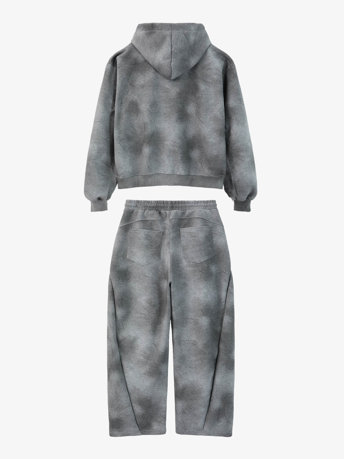 Vintage Washed Tie-Dye Zip Up Hoodie & Barrel Sweatpants Tracksuit