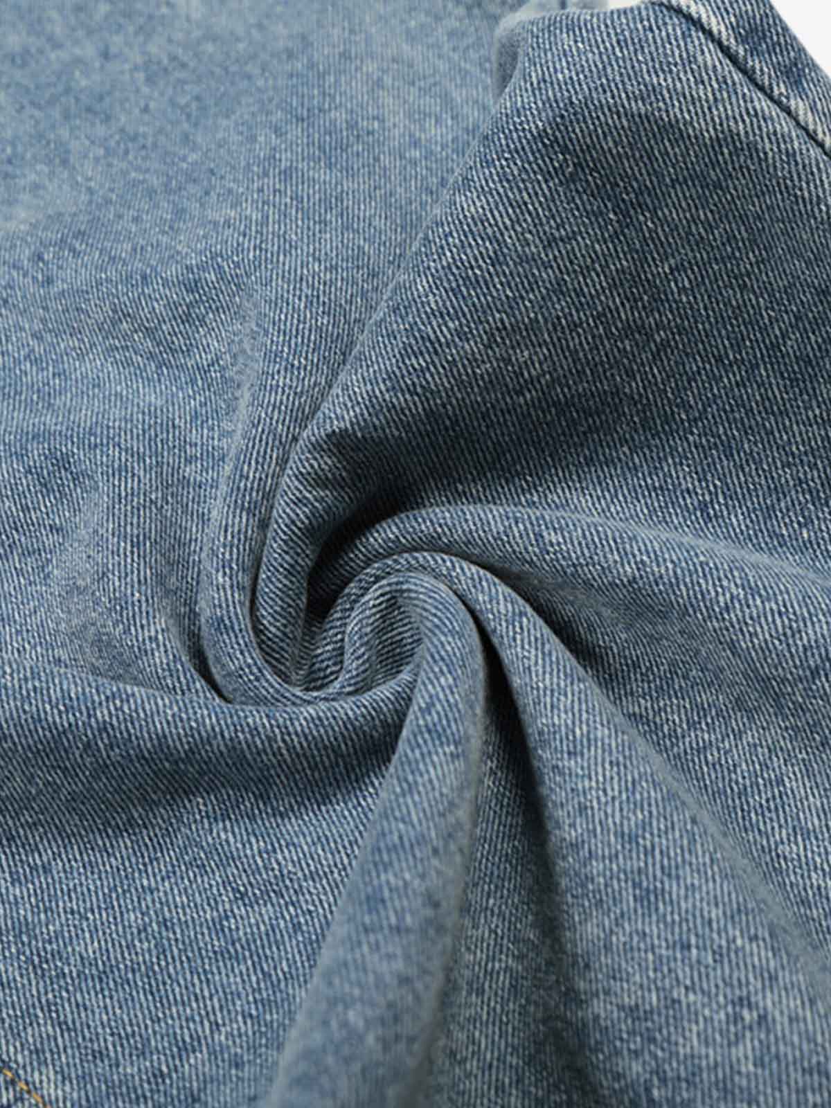 Asymmetric Layered Waist Wide Leg Denim Jeans