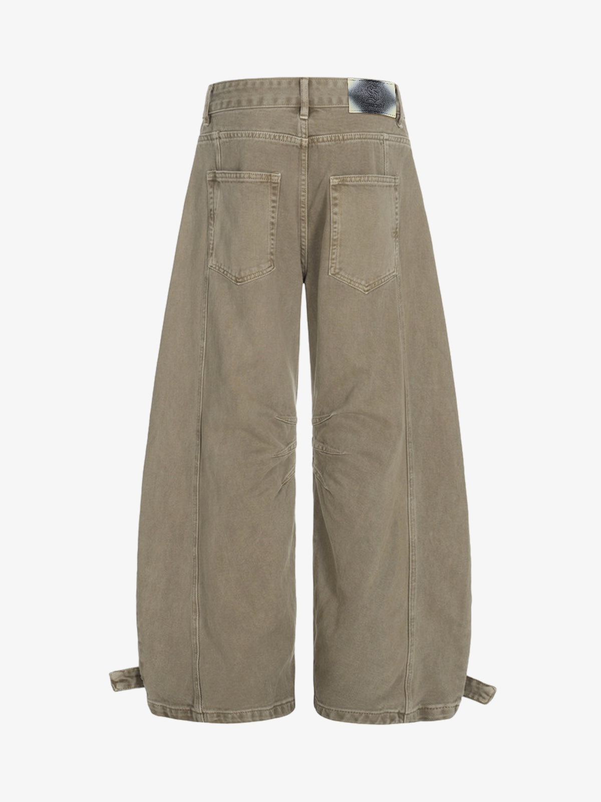 Curved Barrel Leg Inner Pleat Utility Jeans
