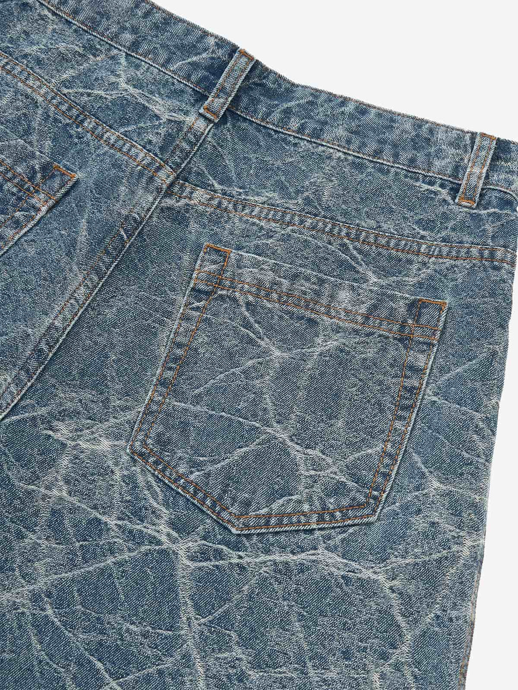 Retro Crackle-Washed Barrel Jeans