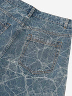 Retro Crackle-Washed Barrel Jeans