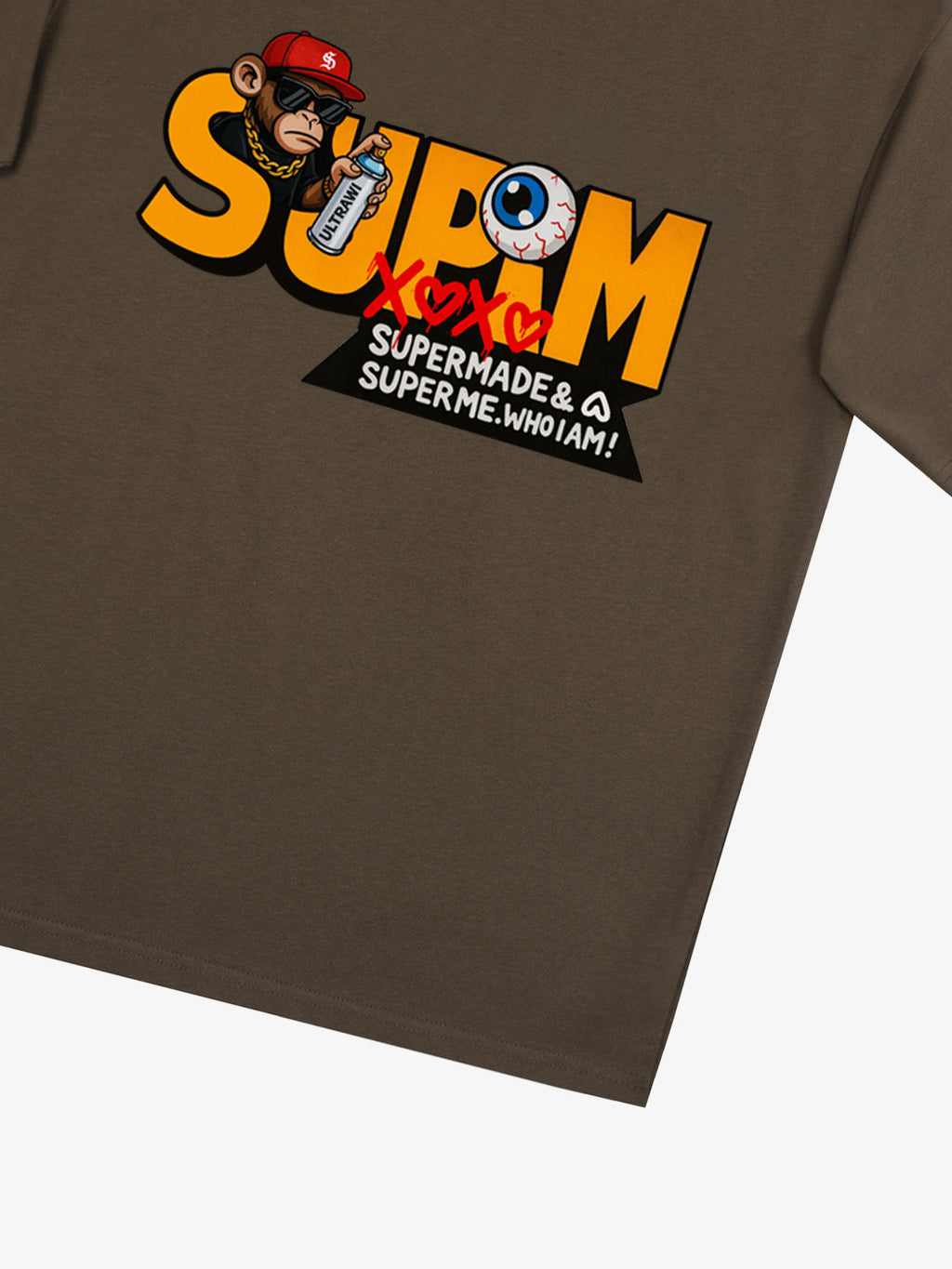 SUPM Trendy Hip-Hop Monkey Graffiti Font T-Shirt