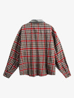 Vintage Plaid Patchwork Denim Panel Shirt
