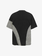 Washed Asymmetric Raw Edge Panel Knit T-Shirt