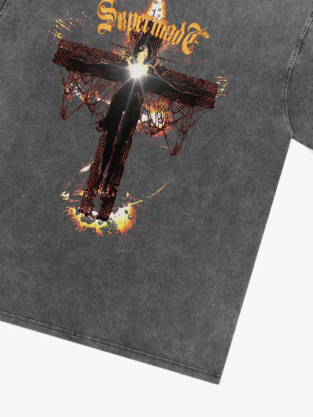Washed Gothic Cross Graphic T-Shirt