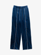 Velour Side Stripe Wide Leg Track Pants