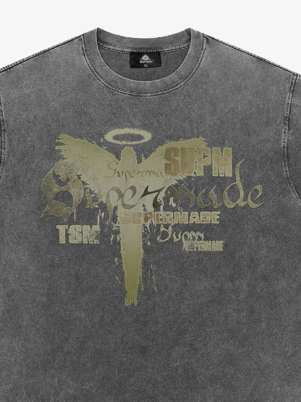 Distressed Washed Gothic Angel Graphic T-Shirt
