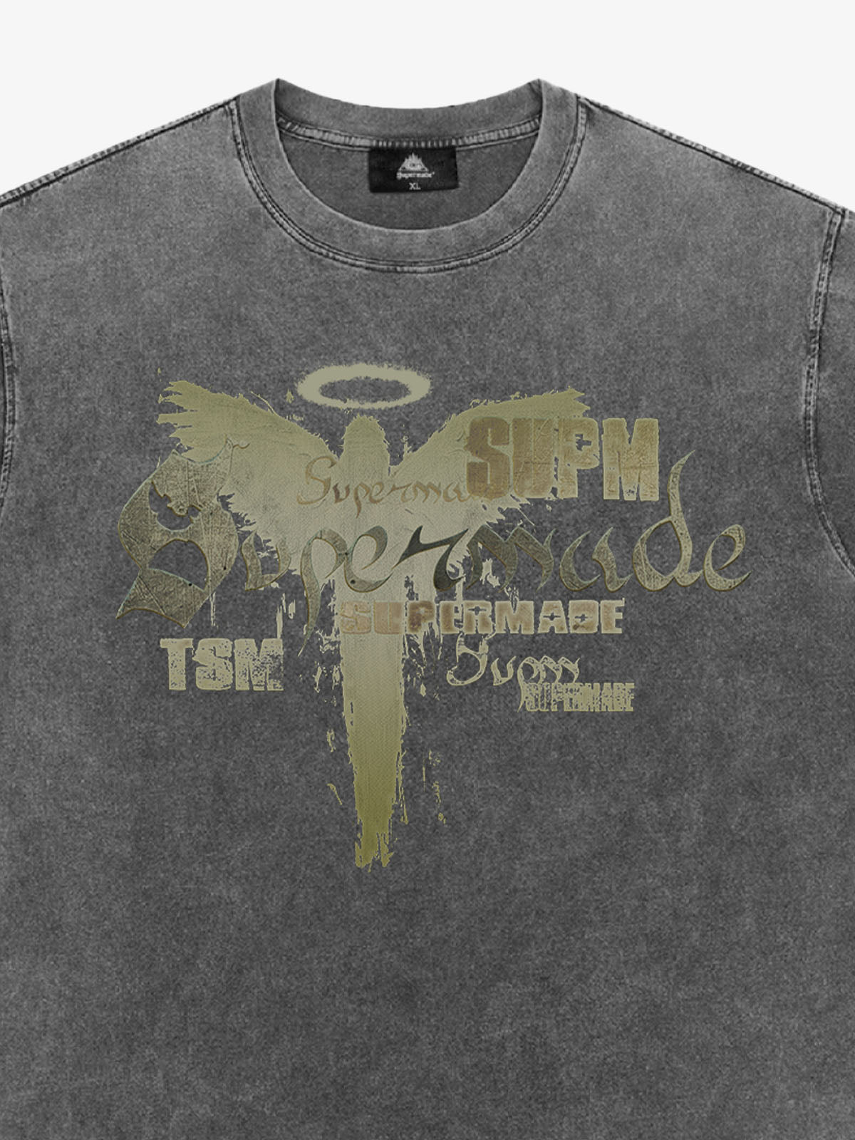 Distressed Washed Gothic Angel Graphic T-Shirt