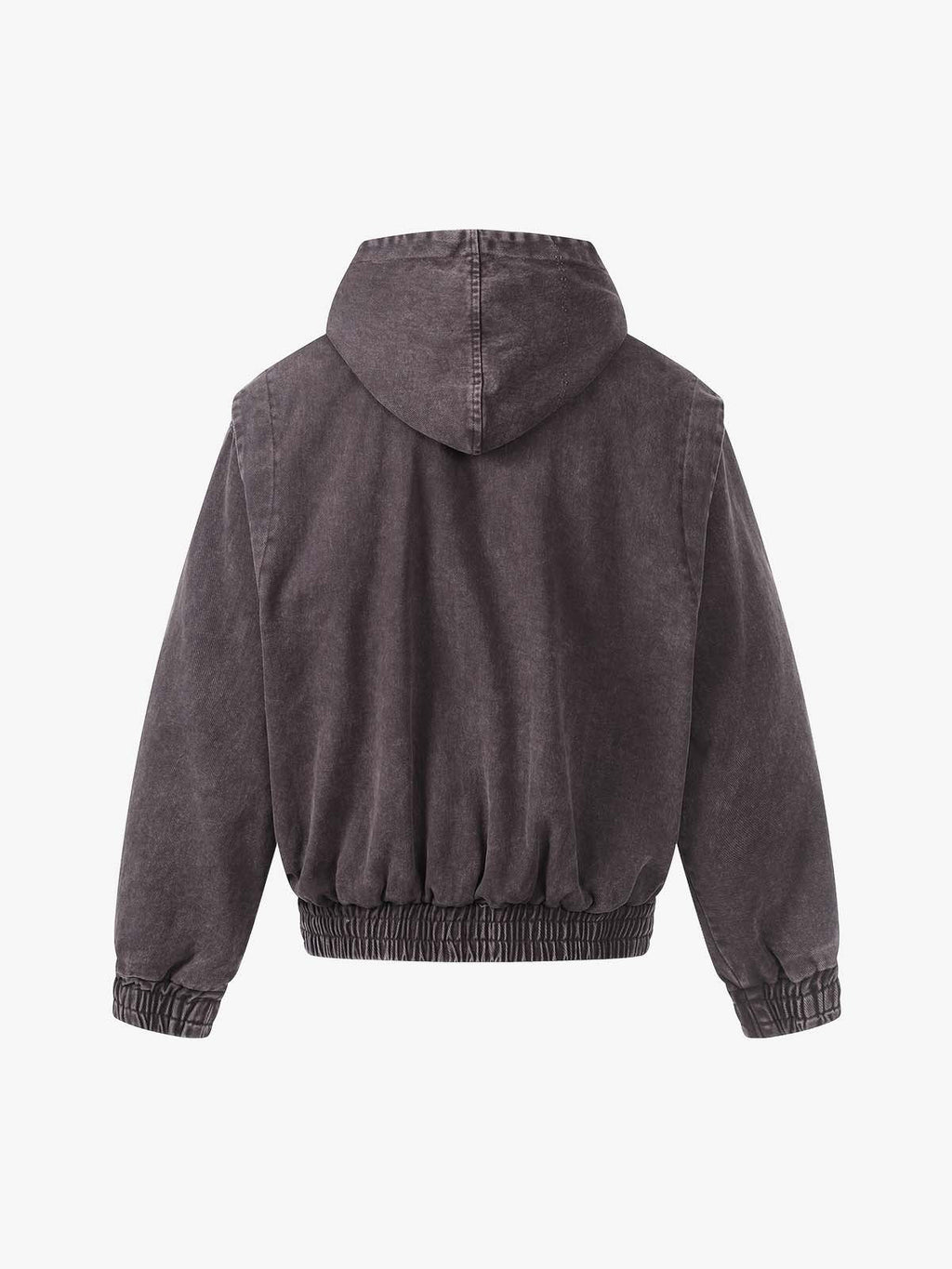Washed Denim Metal Toggle Clasp Hooded Jacket