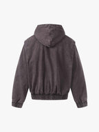 Washed Denim Metal Toggle Clasp Hooded Jacket