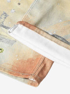 Street Tie-Dye Distressed Chain Detail 3D Printed Jeans