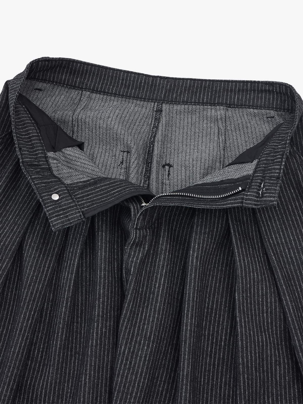 Vintage Pinstripe Pleated Wide-Leg Barrel Pants