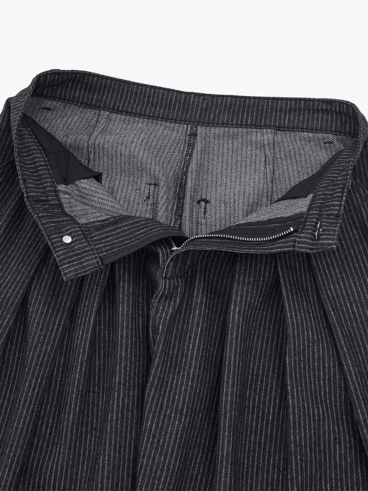 Vintage Pinstripe Pleated Wide-Leg Barrel Pants