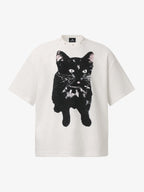 Vintage Black Cat Studded Collar T-Shirt