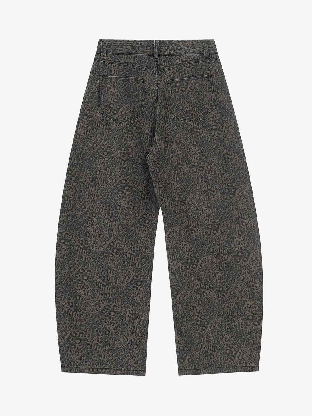 Leopard Pleated Wide Leg Denim Barrel Jeans