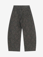 Leopard Pleated Wide Leg Denim Barrel Jeans