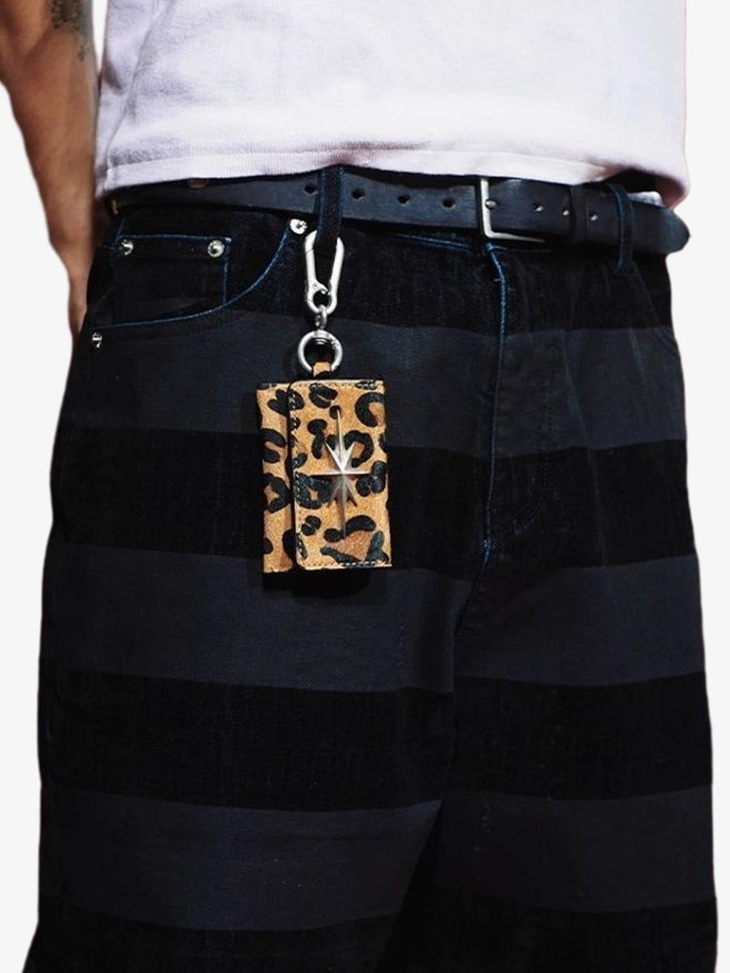 Streetwear Star Emblem Leather&Leopard Keychain Card Holder