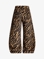 Retro Zebra Print Wide-Leg Lounge Barrel Pants
