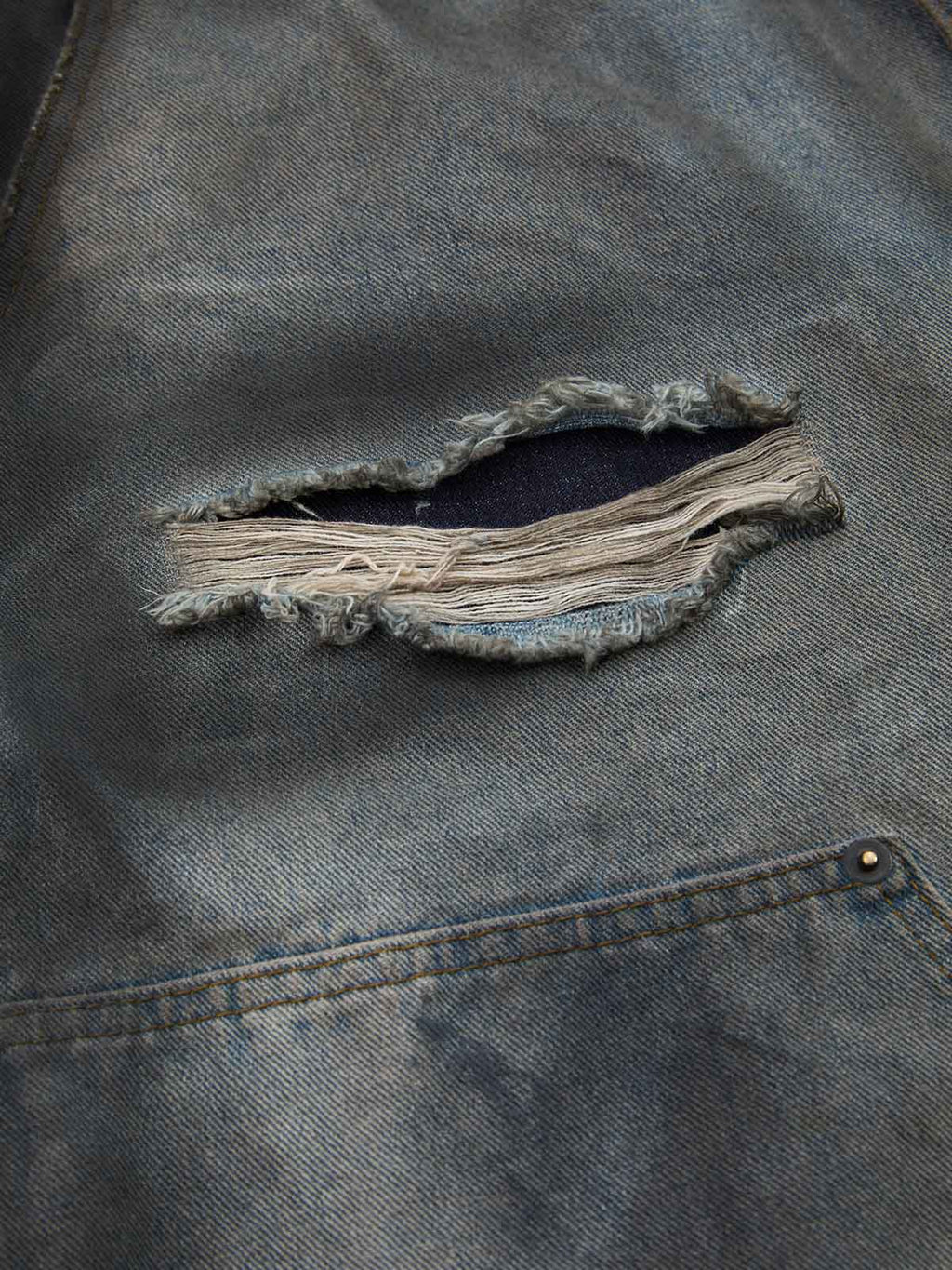 Distressed Washed Ripped Letter Patchwork Wide Leg Jeans