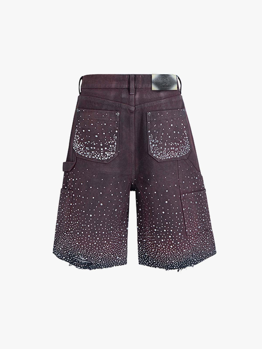 Gradient Rhinestone Embellished Denim Jorts
