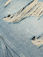 Distressed Washed Ripped Denim Jort