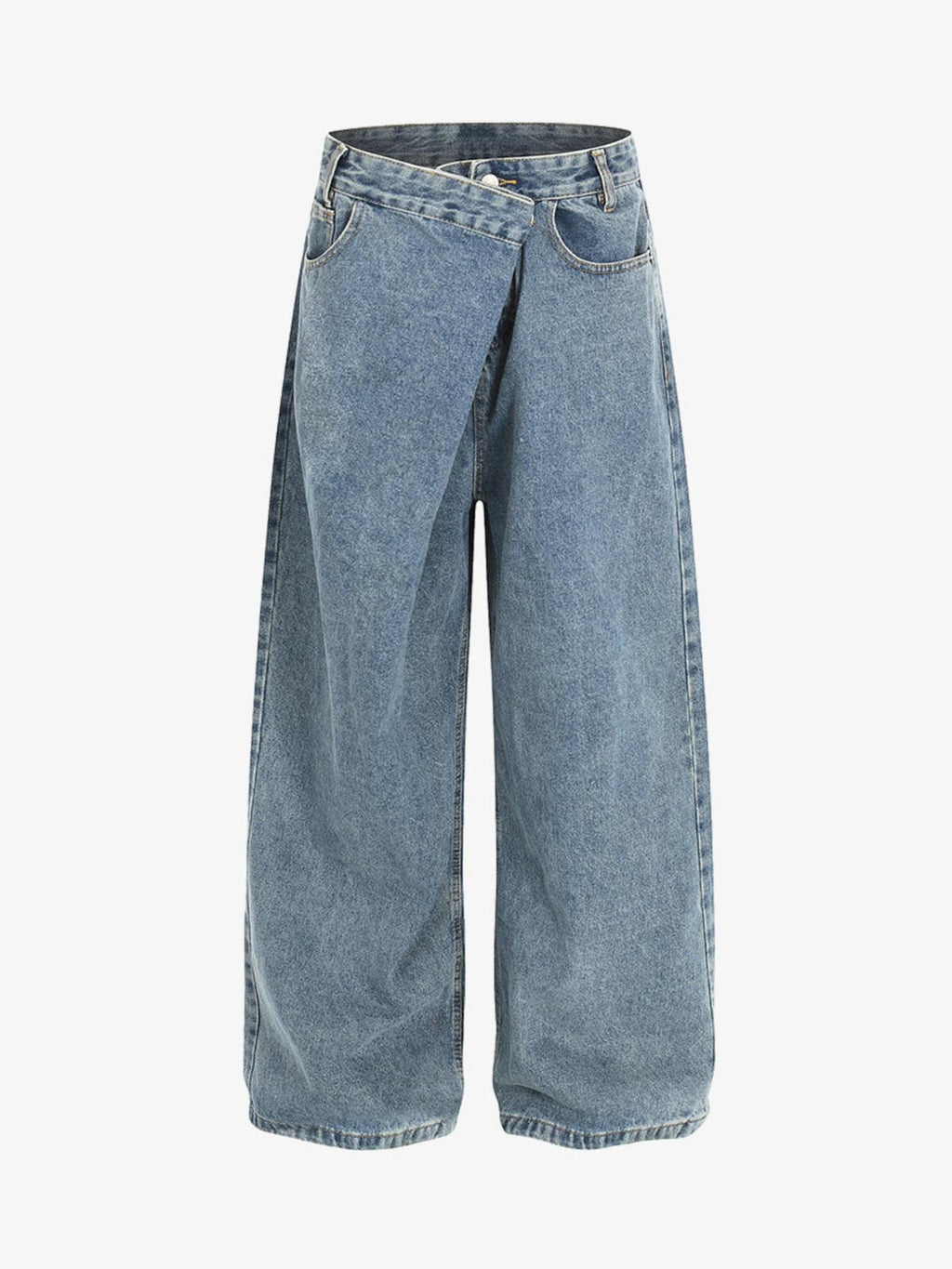Asymmetric Layered Waist Wide Leg Denim Jeans