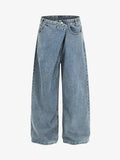 Asymmetric Layered Waist Wide Leg Denim Jeans