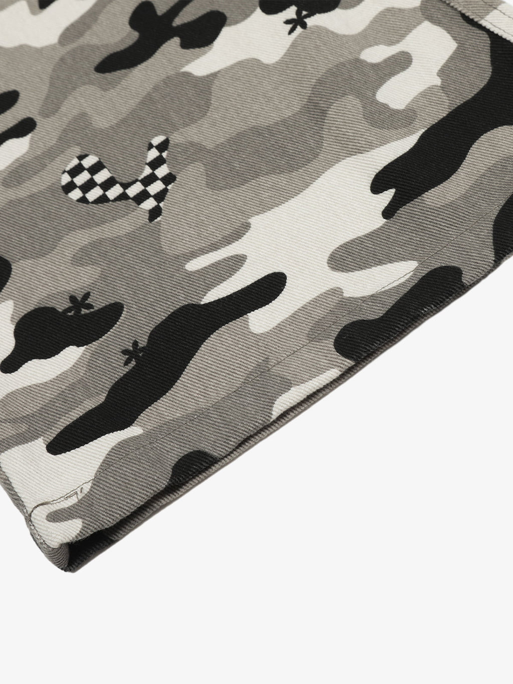 Checkerboard Patches Camo Cargo Flared Pants