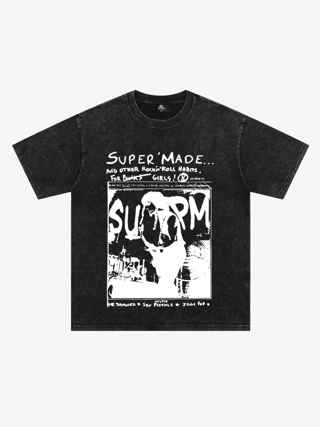 Vintage Washed Punk Graphic Print T-Shirt