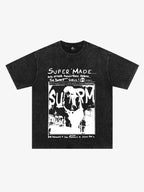 Vintage Washed Punk Graphic Print T-Shirt