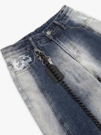Washed Scorpion Graphic Curved Panel Pants - 2615