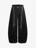 Rope Detail Waist Wide Leg Denim Jeans