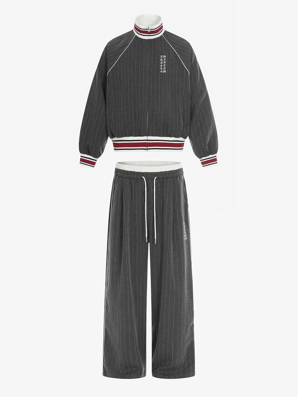 Retro Color-Blocked Striped Stand-Collar Tracksuit