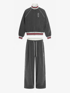 Retro Color-Blocked Striped Stand-Collar Tracksuit