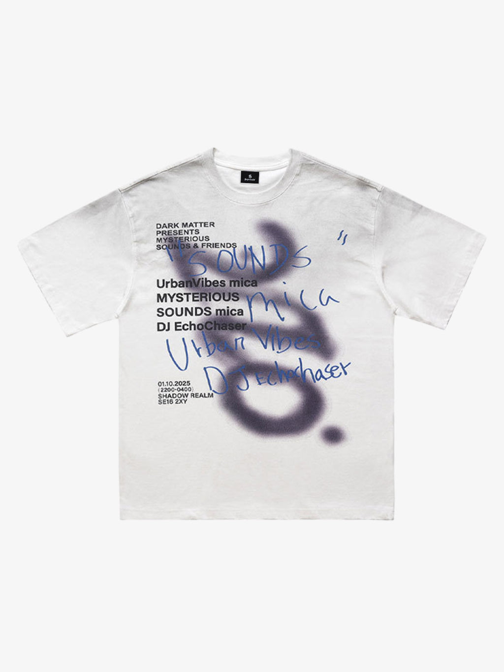 Washed Graffiti Text Print Spray Effect T-Shirt - 2614