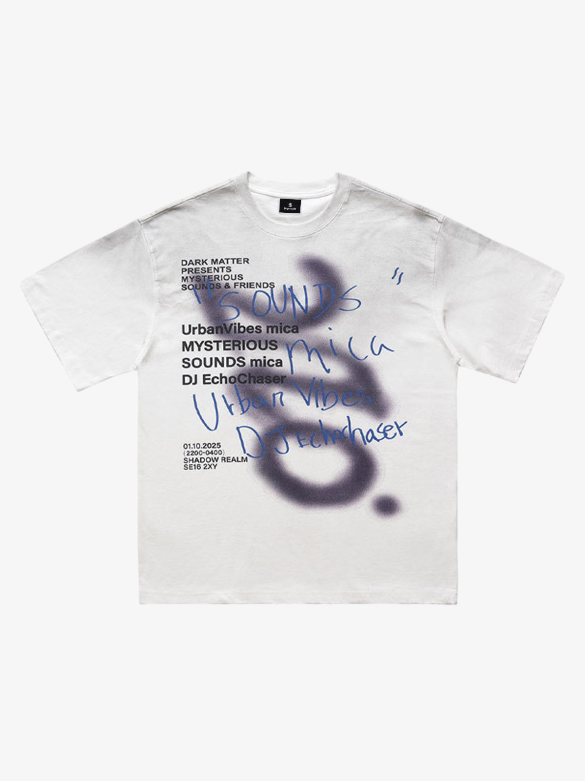 Washed Graffiti Text Print Spray Effect T-Shirt - 2614