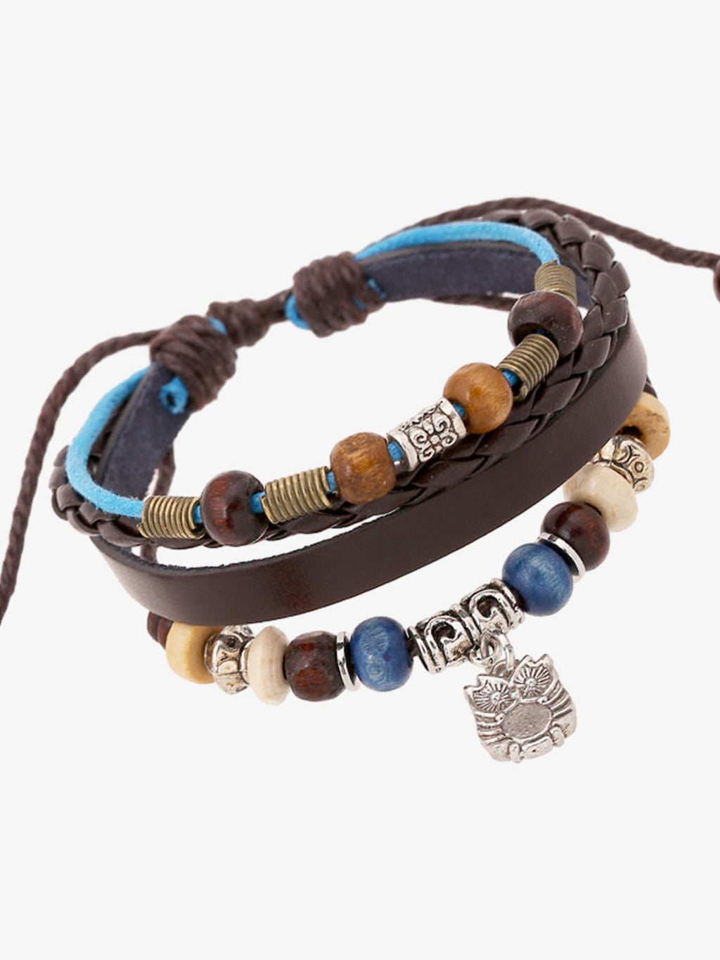 Layered Beaded Leather Bracelet