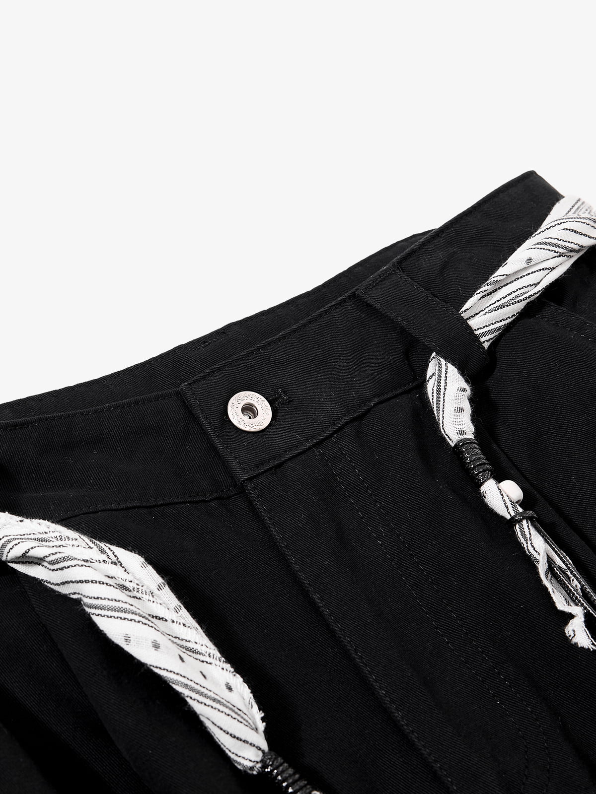Bandana Waist Strap Multi-Pocket Cotton Cargo Pants
