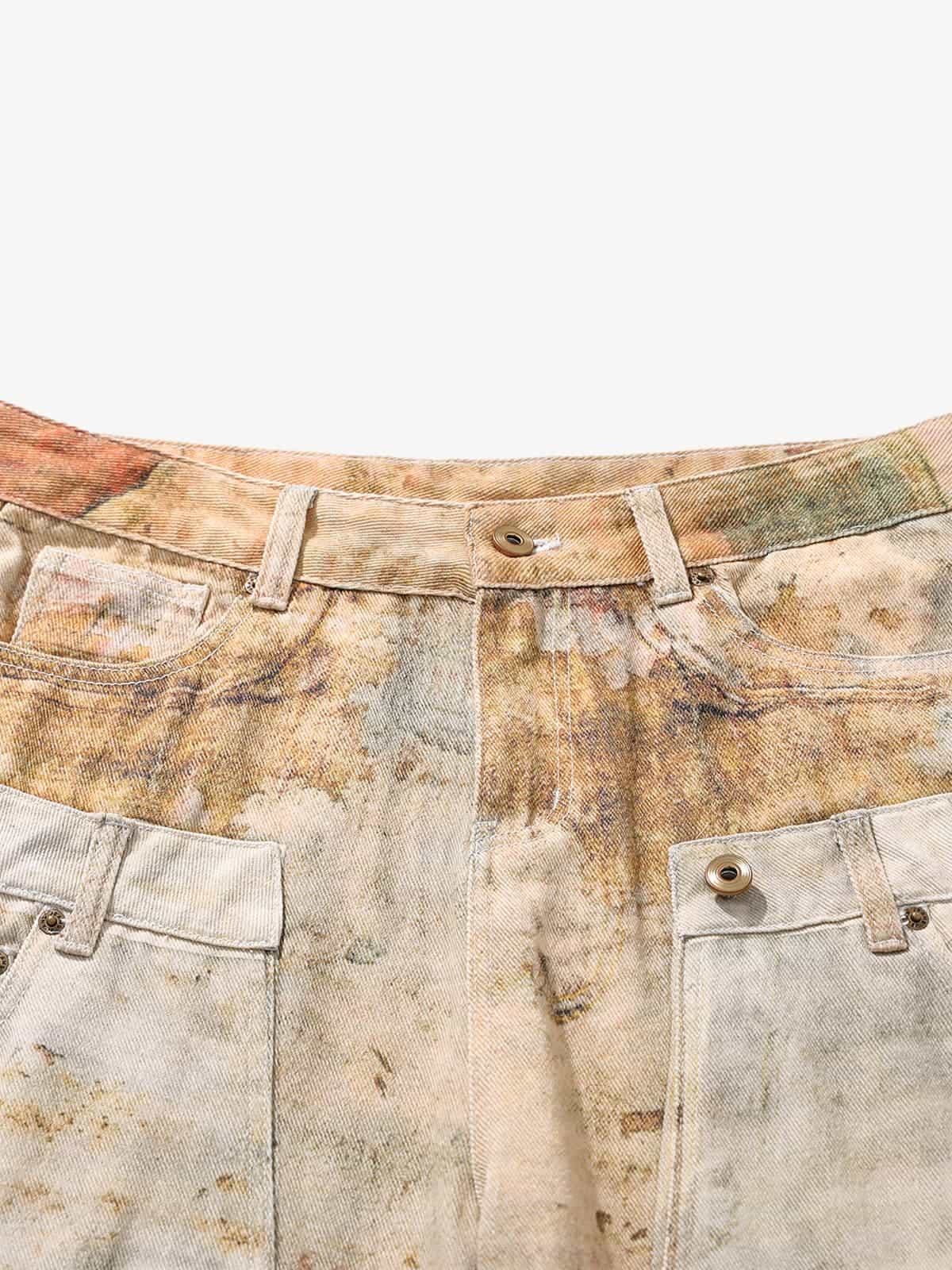 Vintage High Street Mud-Dyed Distressed Baggy Jeans