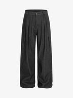 High Waist Pleated Wide Leg Jeans