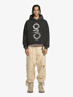 Vintage Washed Snake Appliqué Pullover Hoodie