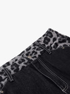 Vintage Leopard Print Waistband Patch Baggy Jeans