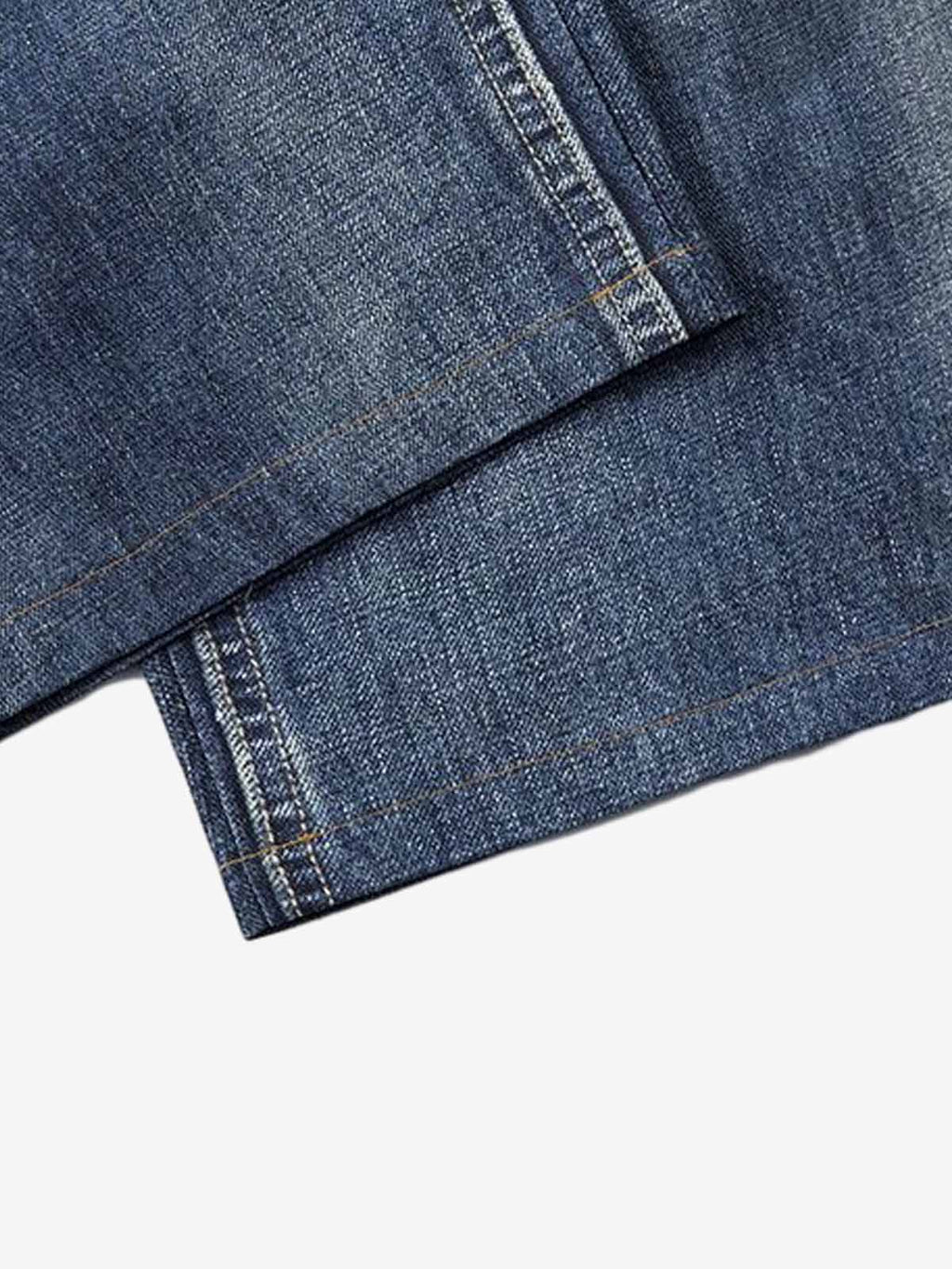 Vintage Washed Tiger Print Wide Leg Denim Jeans