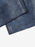 Vintage Washed Tiger Print Wide Leg Denim Jeans
